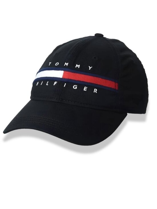 Tommy Hilfiger Men\'s/Women\'s Cotton Avery Adjustable Baseball Cap, BLACK